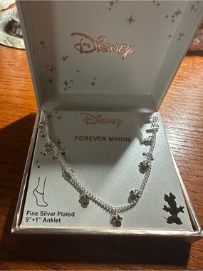 Disney Silver Minnie Charm Anklet